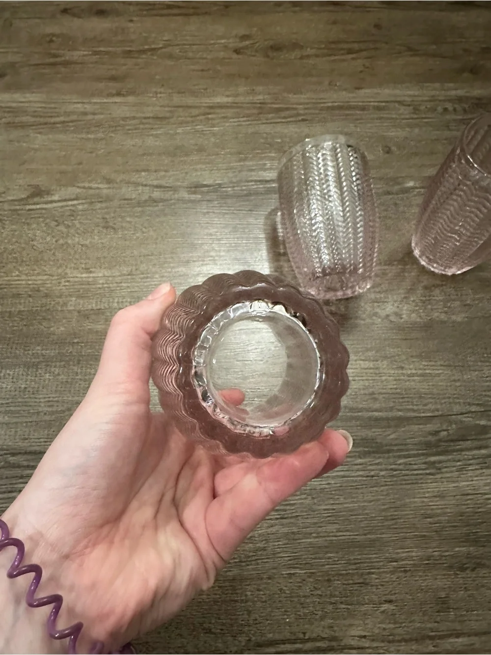 Godinger Pink Pressed Glass Tumbler Trio